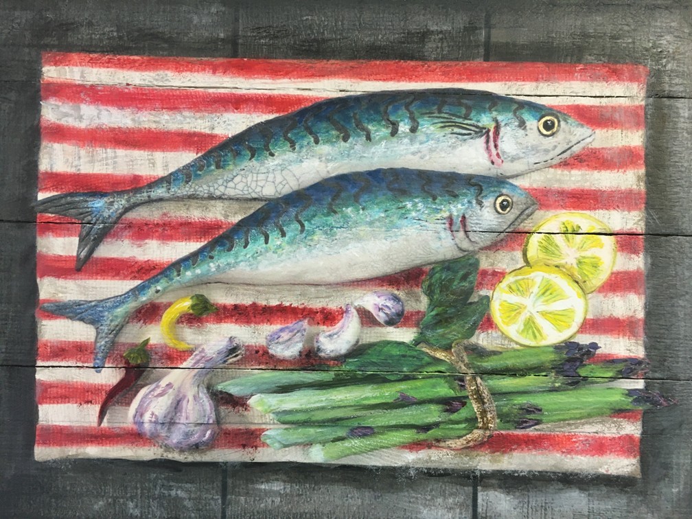 'Mackerel & Asparagus 2/15' by artist Diana Tonnison